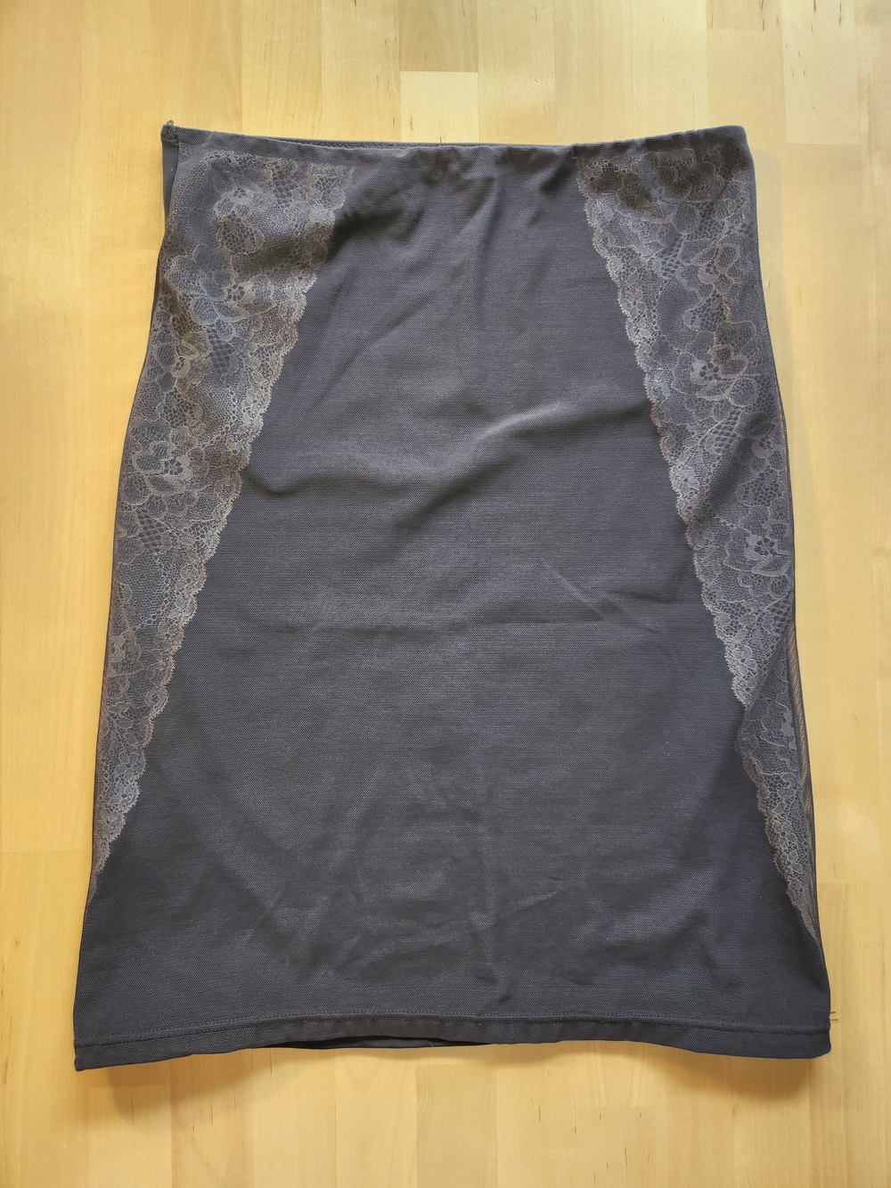 Assets By Spanx Charcoal Lace-Panel Shaping Skirt
